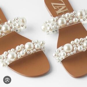 Zara Pearl Embellished Sandals